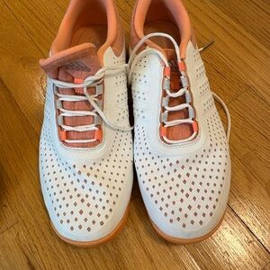 Adidas White and Orange GOLF SHOES Perforated Sneakers